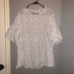Polka dot white maternity shirt